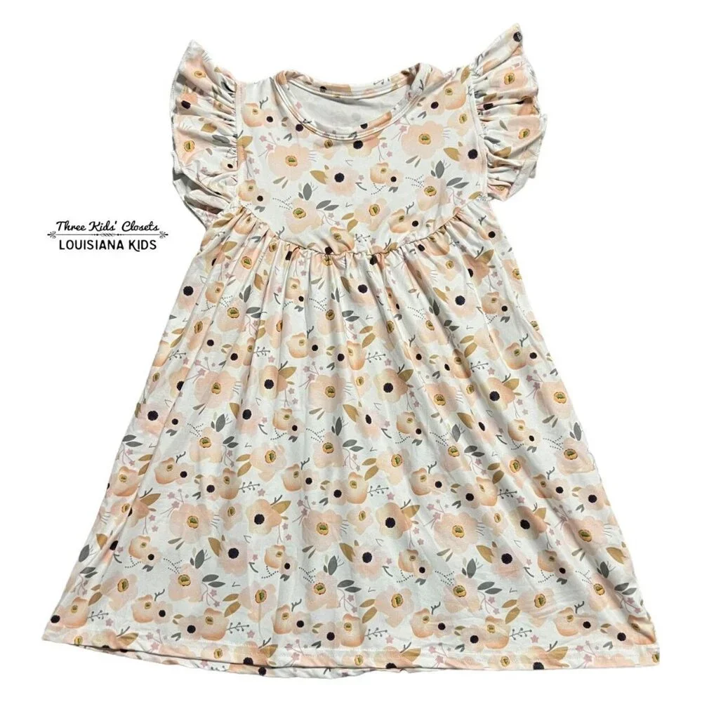 Girls 4T Pink Neutral Floral Print Dress